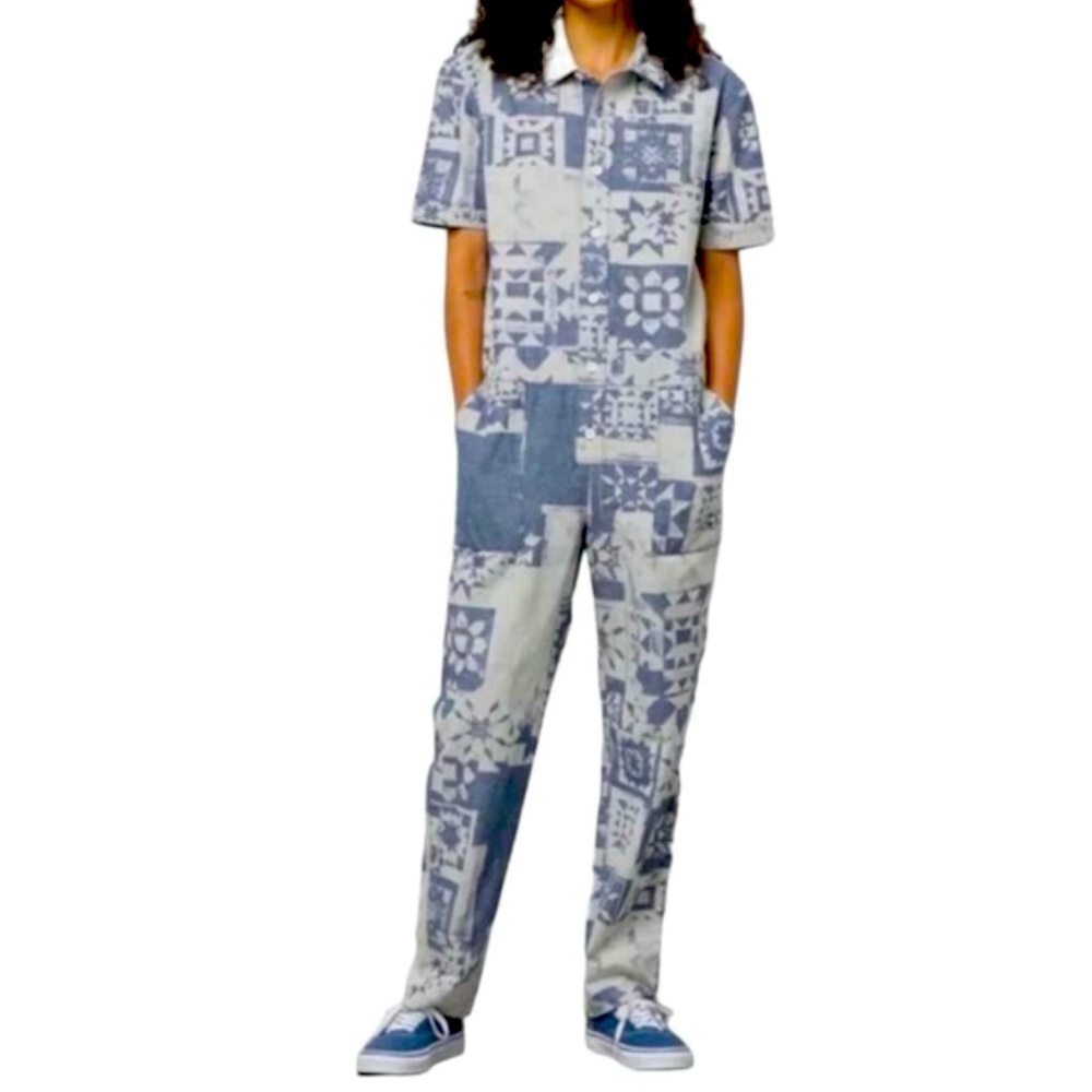 VANS Morro Coveralls Jumpsuit Blue Patchwork Women's Size XS